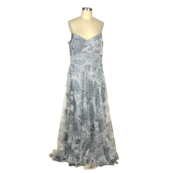 After Six Gray Floral Maxi Dress - Picture 1 of 9